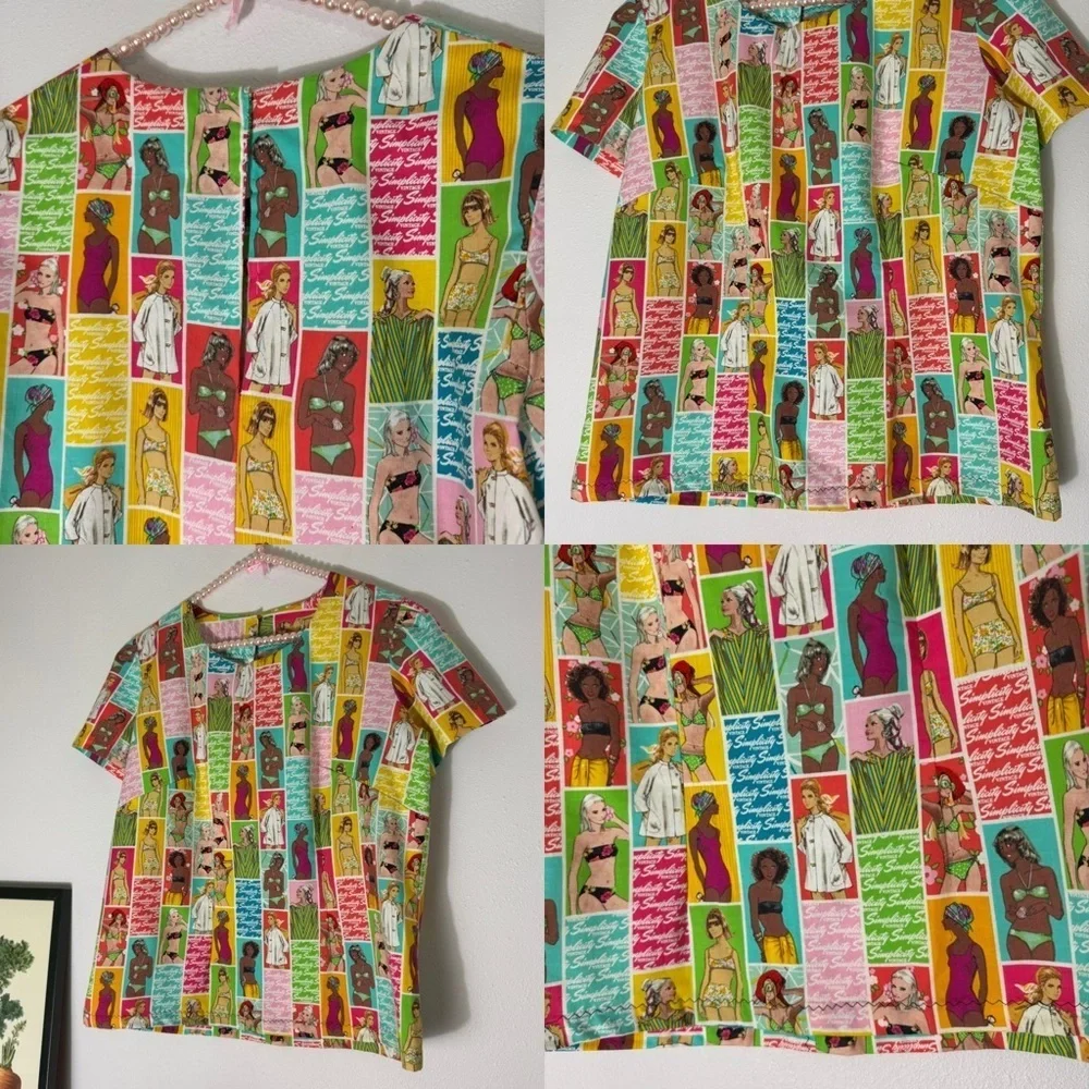 Home sewn Simplicity Vintage summer ladies print scrub top